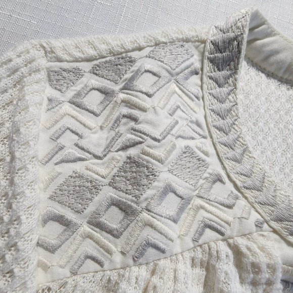 Tribal Jeans Women's Top Size XS‎ Bone Waffle Embroidery Detail Long Sleeve New - Picture 7 of 16